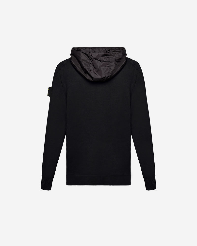 Maglia Full Zip con Cappuccio Black