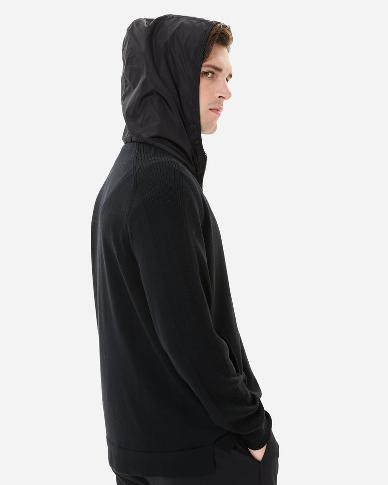 Maglia Full Zip con Cappuccio Black