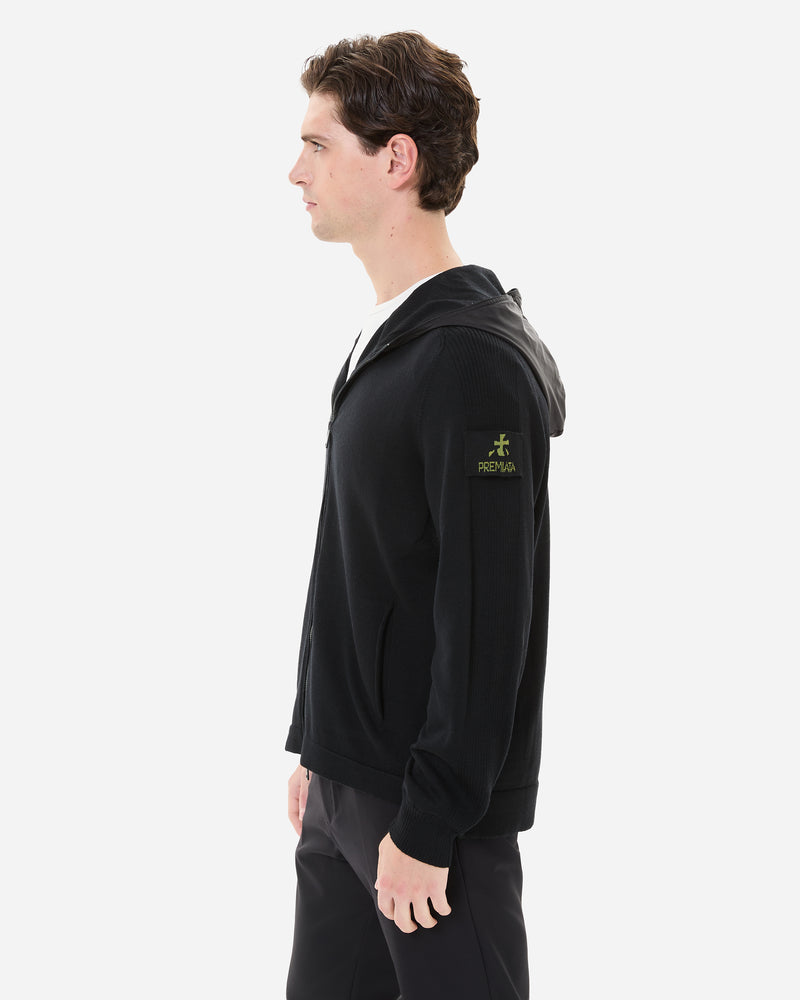 Maglia Full Zip con Cappuccio Black