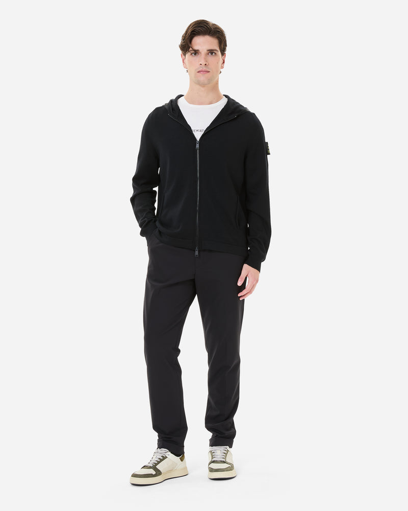Maglia Full Zip con Cappuccio Black