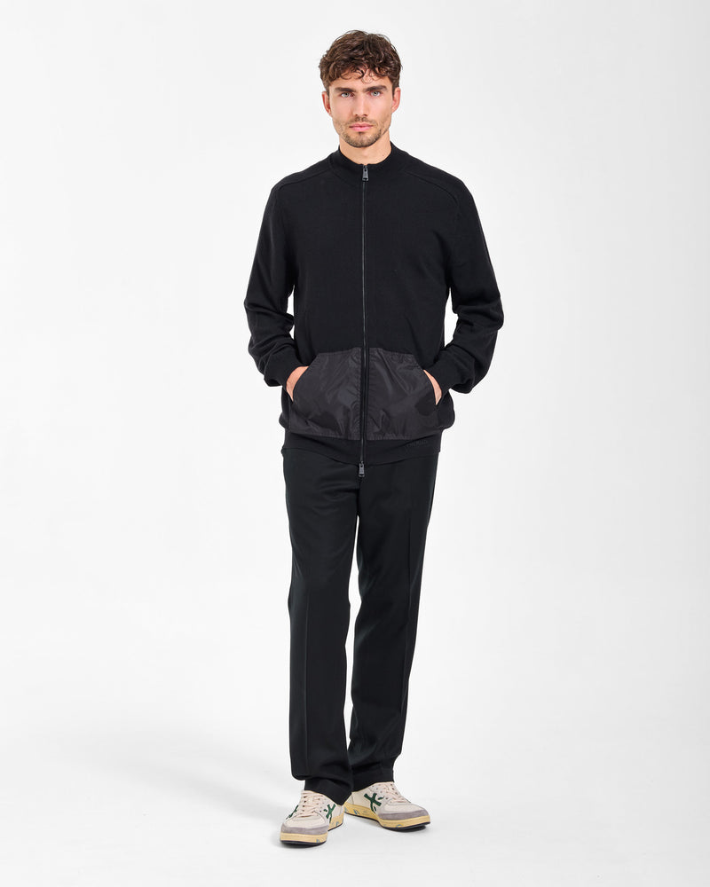 Black Full-Zip Wool Sweater