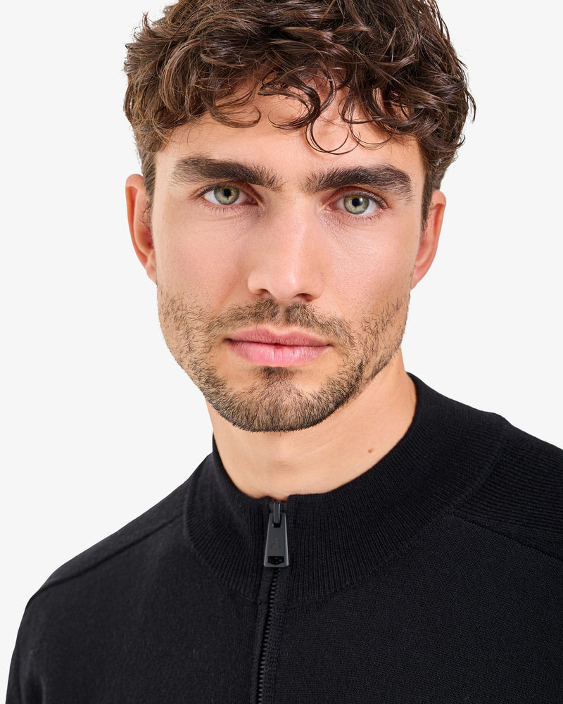 Black Full-Zip Wool Sweater
