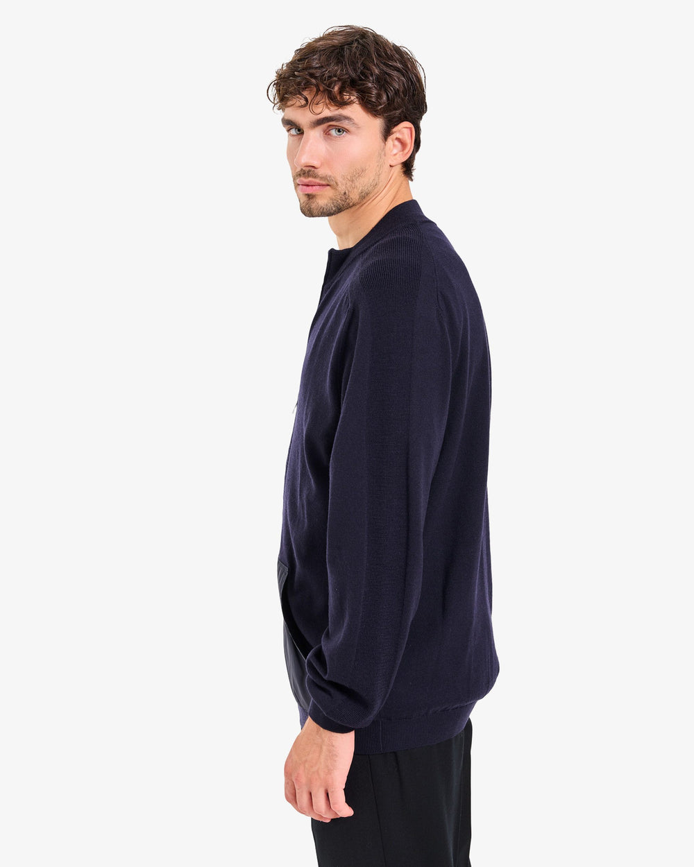 Blue Full-Zip Wool Sweater