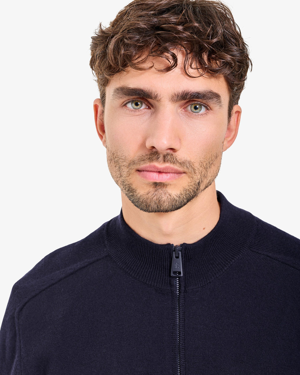 Blue Full-Zip Wool Sweater