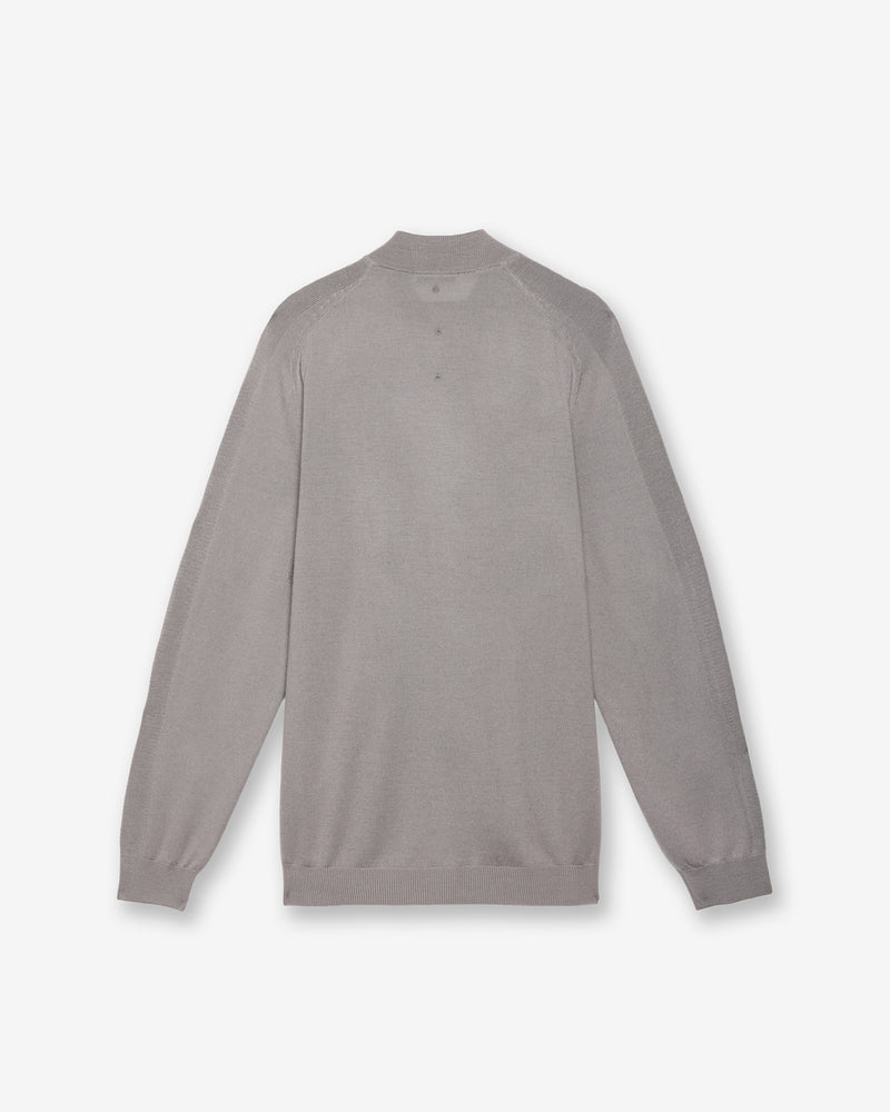 Taupe Full-Zip Wool Sweater