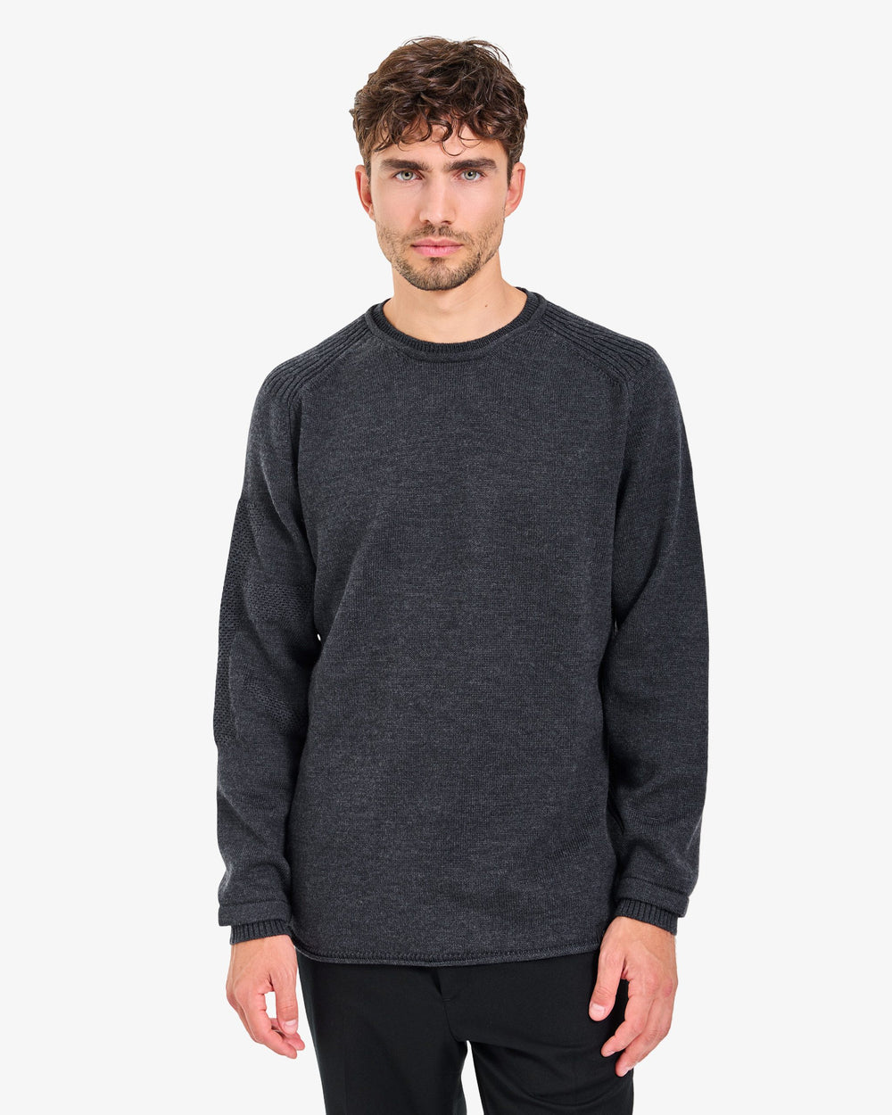 Anthracite Crew-Neck Knit Sweater