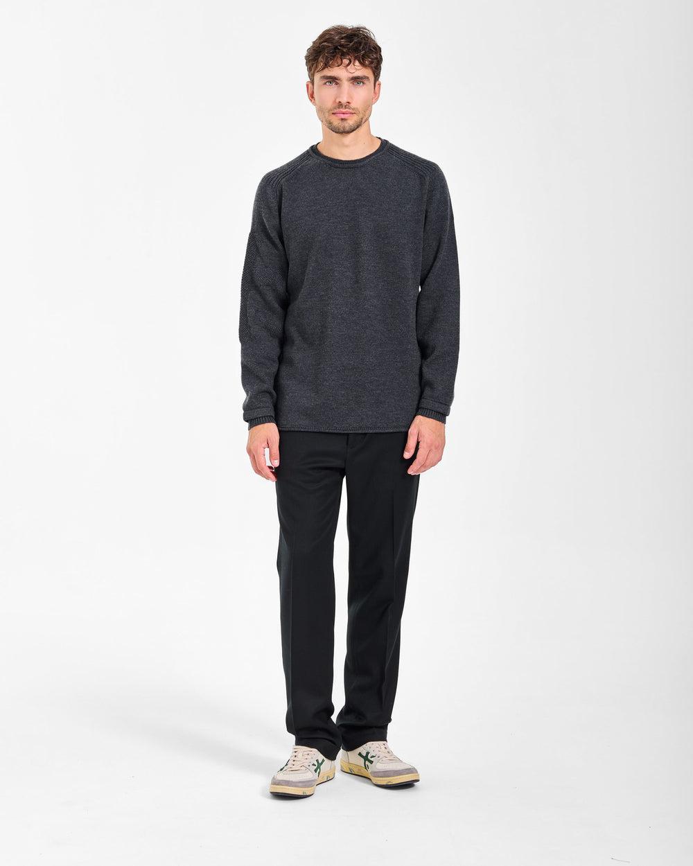 Anthracite Crew-Neck Knit Sweater
