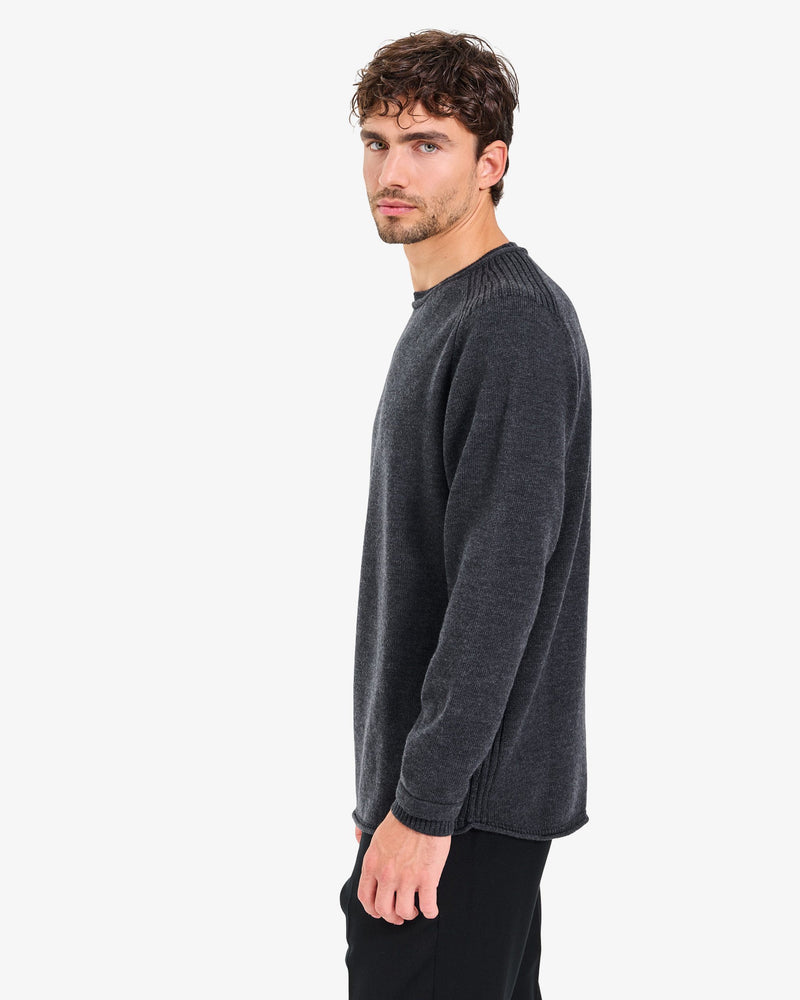 Anthracite Crew-Neck Knit Sweater
