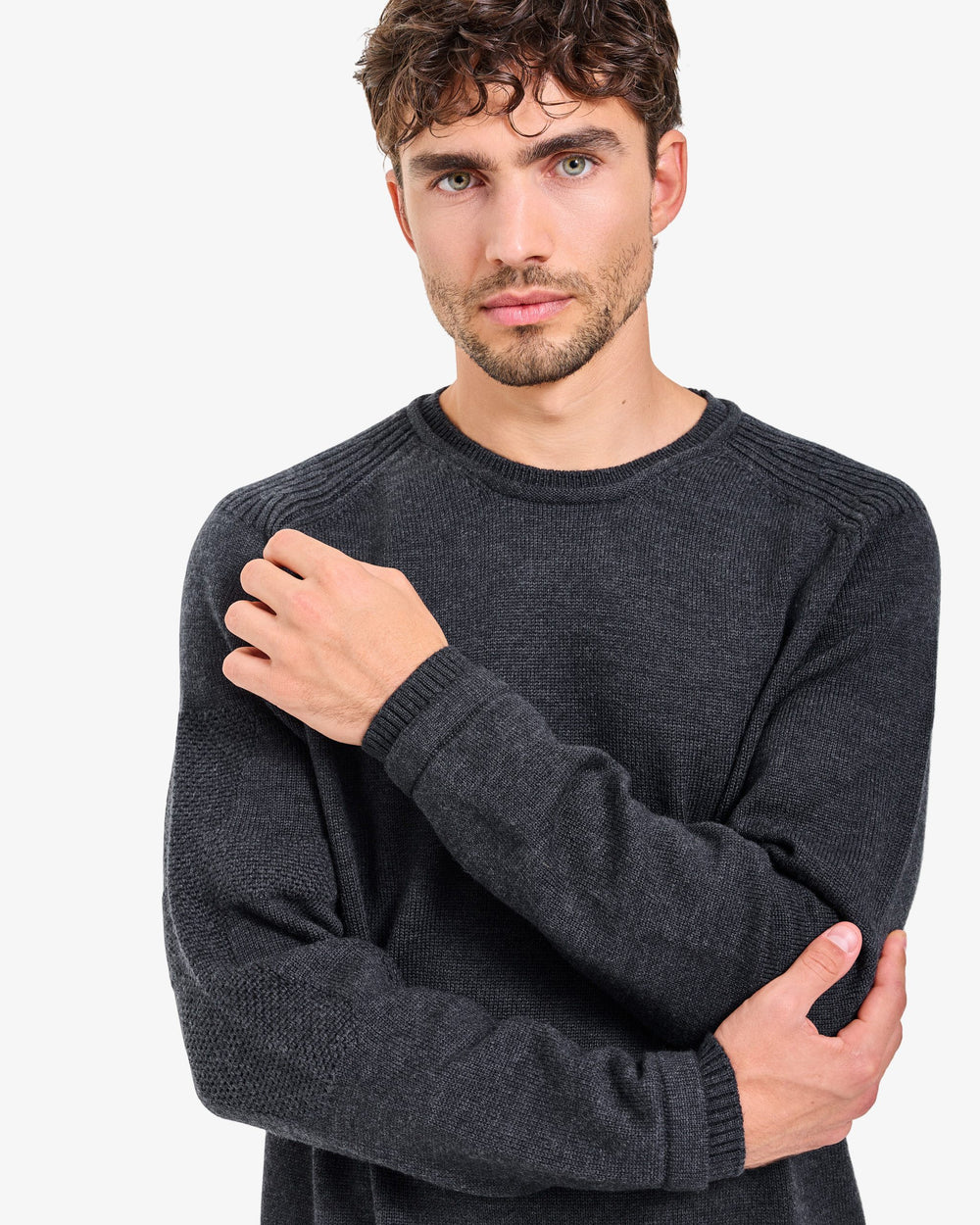 Anthracite Crew-Neck Knit Sweater
