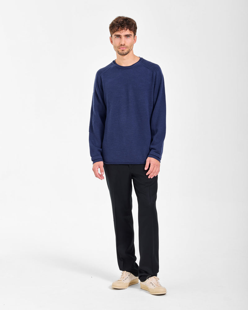 Indigo Crew-Neck Knit Sweater