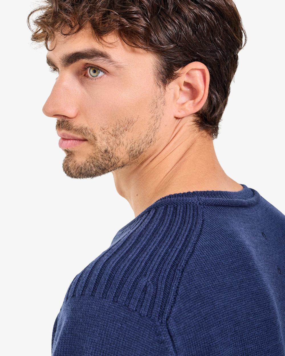 Indigo Crew-Neck Knit Sweater
