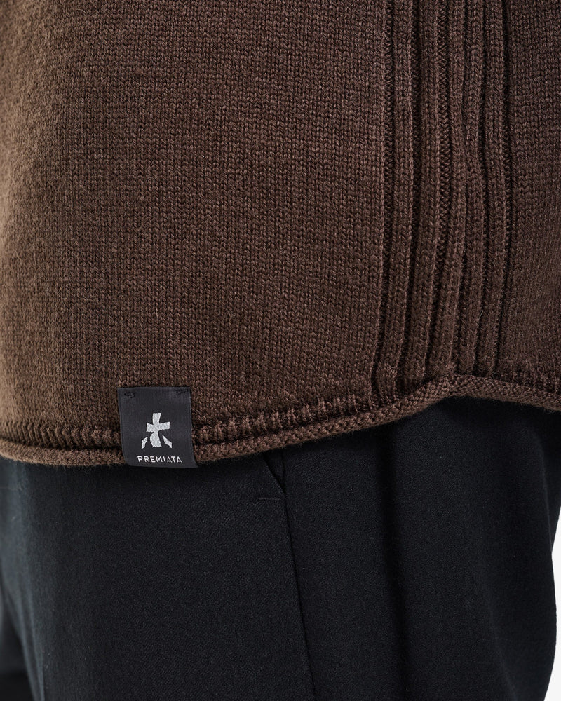 Brown Crew-Neck Knit Sweater