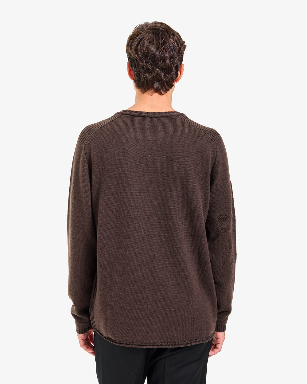 Brown Crew-Neck Knit Sweater
