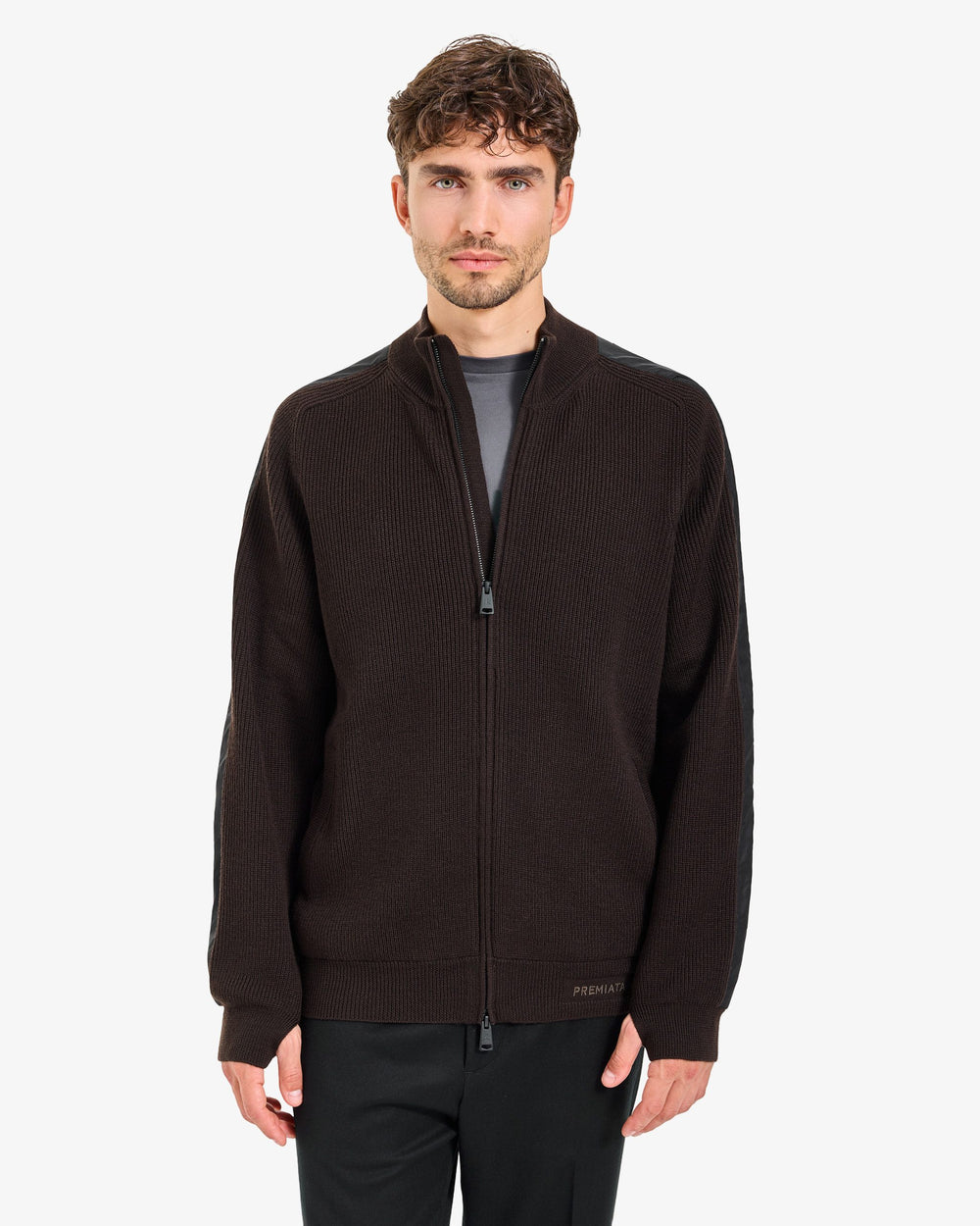 Brown Full-Zip Sweater
