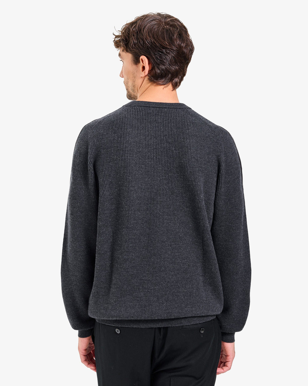 Anthracite Wool Crew Neck Sweater