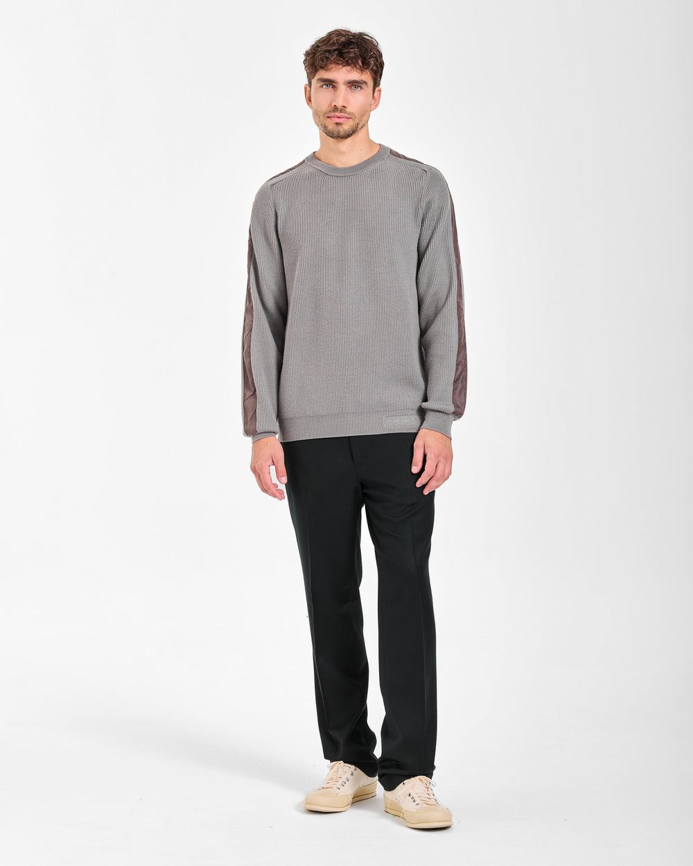 Taupe Wool Crew-Neck Sweater