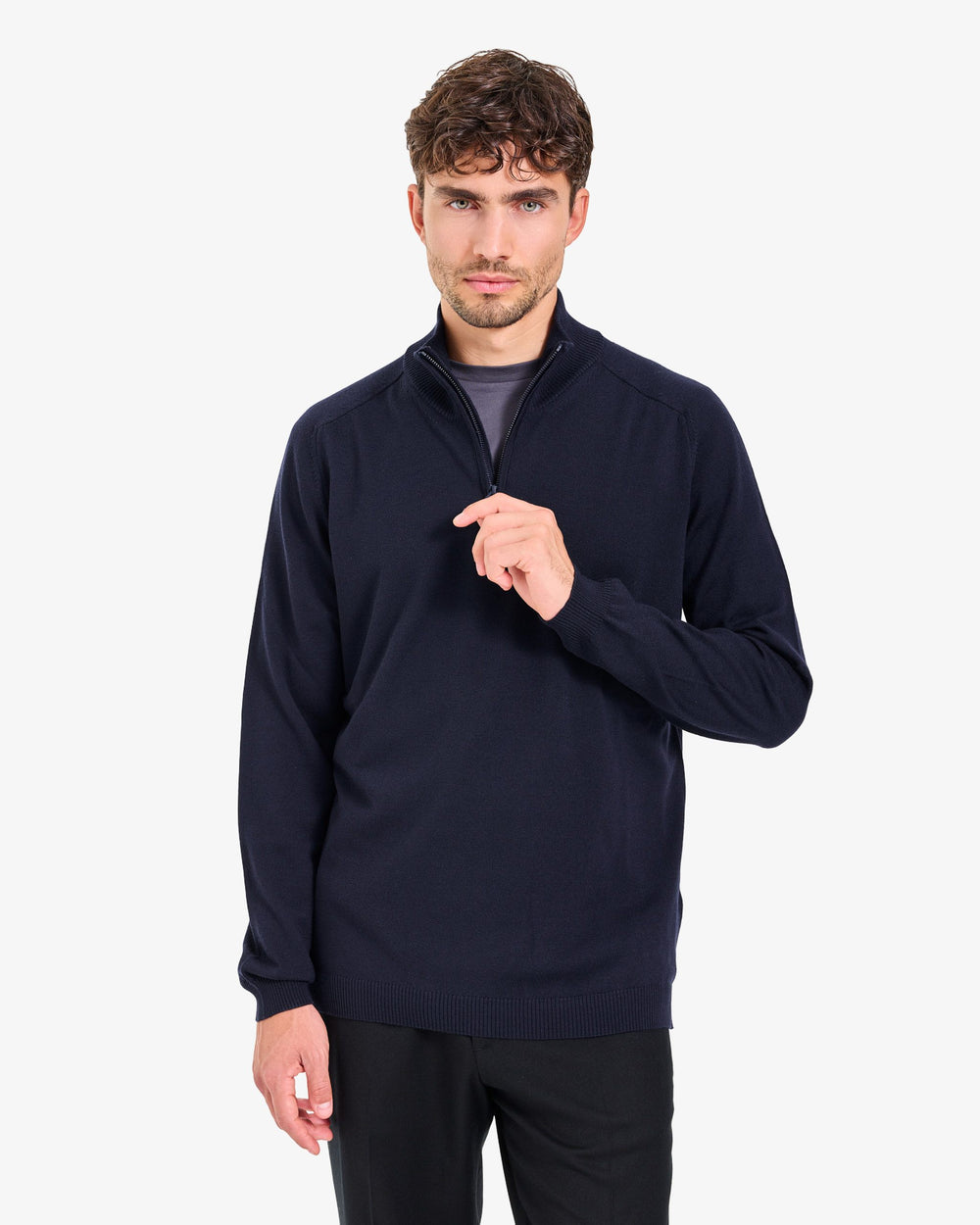 Dark Blue Half-Zip Sweater