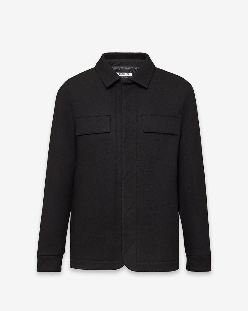Black Overshirt Jacket in Wool