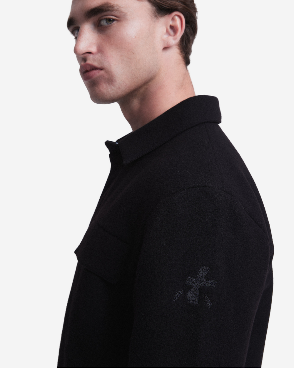 Black Overshirt Jacket in Wool