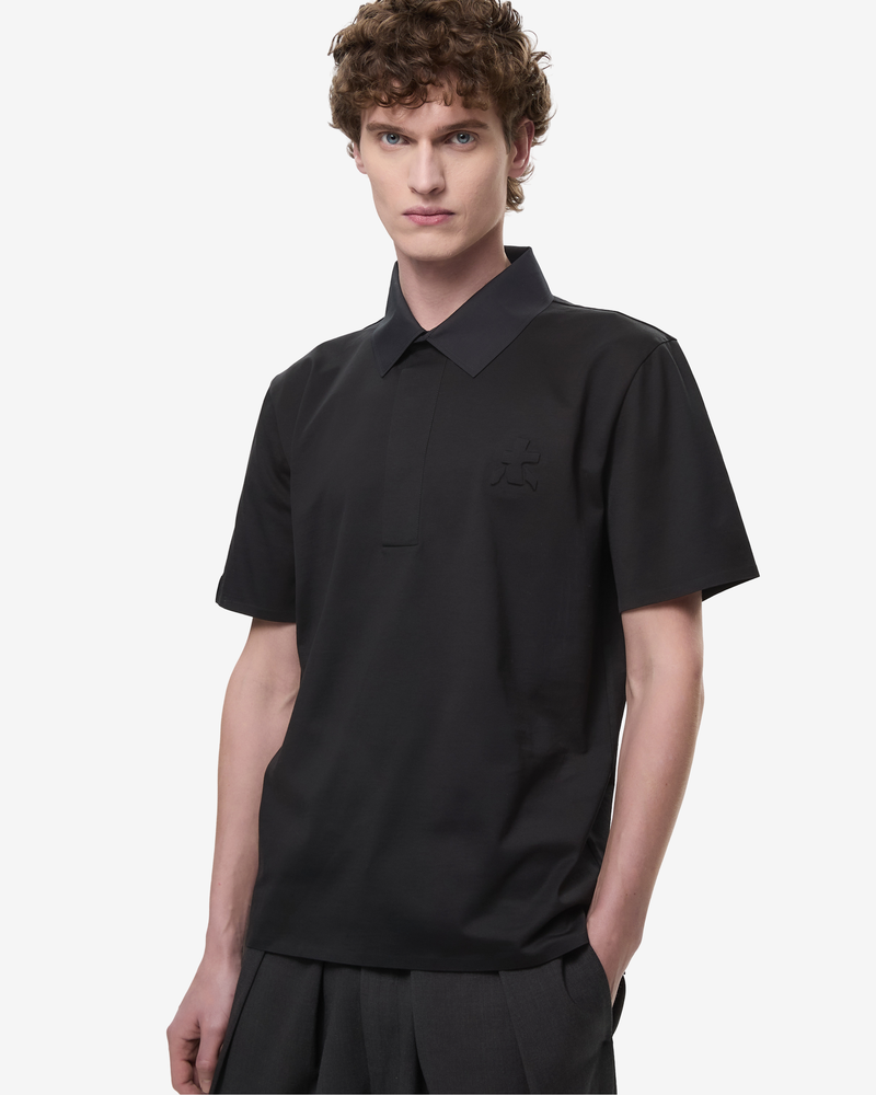 Polo Over in Jersey di Cotone Nero